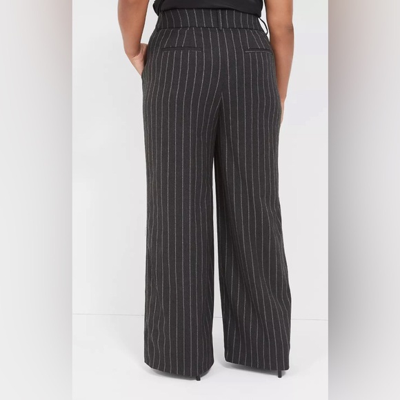 NWT Lane Bryant 16 Perfect Drape Wide Leg DarkGrey W Silver Pin Striping Hi Rise - Picture 3 of 12